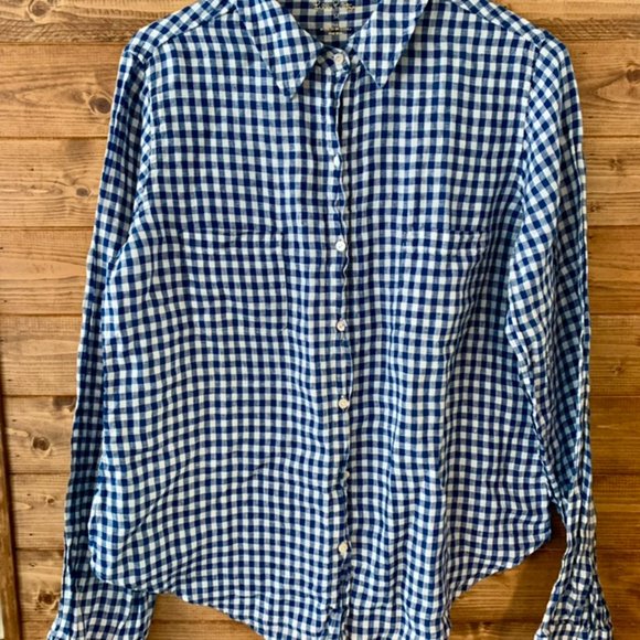 Lilly Pulitzer Sea View Button Down Gingham Navy - Picture 2 of 4